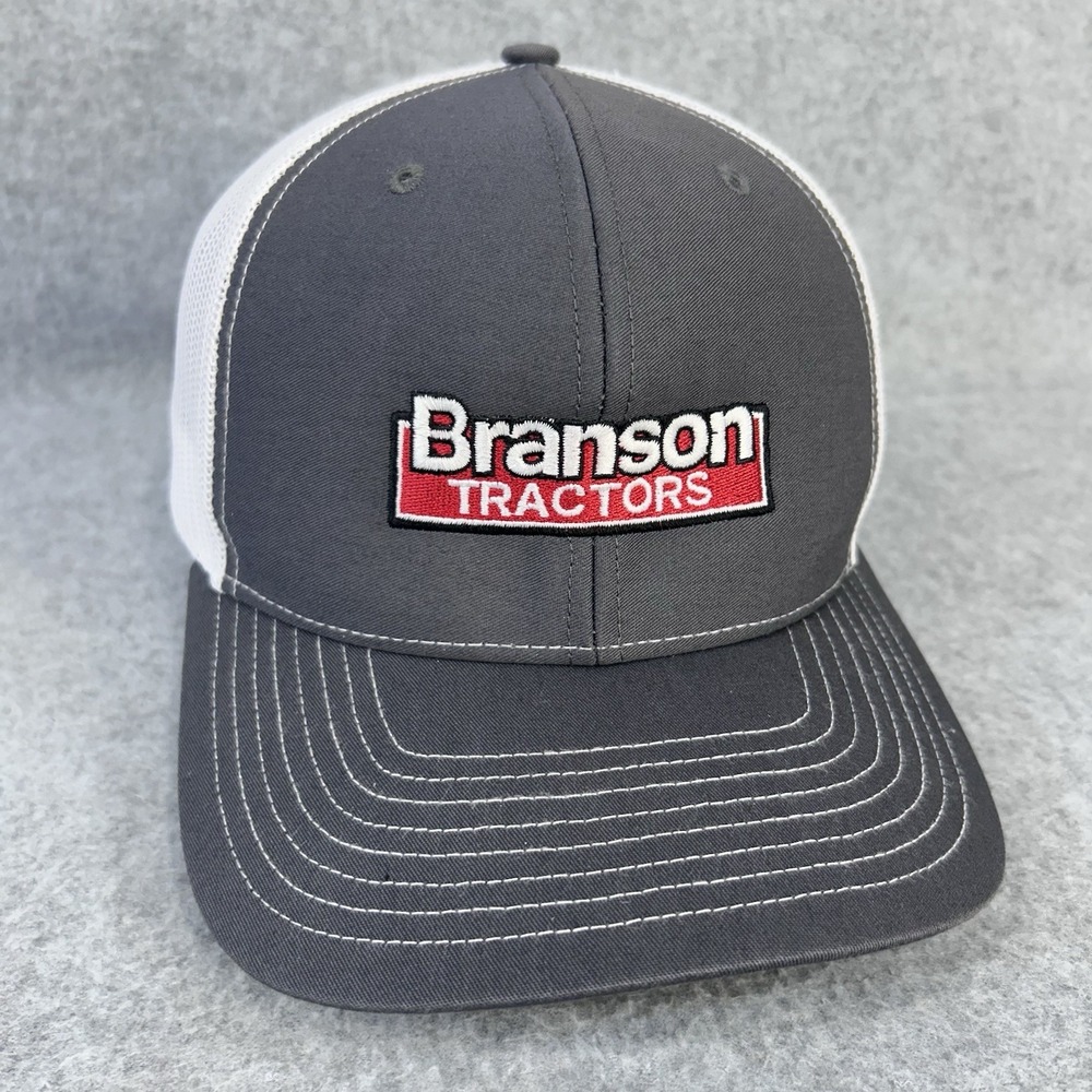 Branson Tractors Hat Richardson 112 Snapback Trucker Cap Gray White Farm Ag